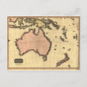 1818 Australasia  Map - Australia, New Zealand Postcard