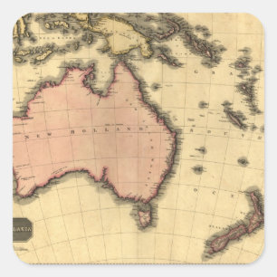1818 Australasia  Map - Australia, New Zealand Square Sticker