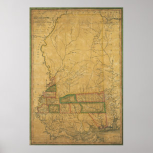 1820 Map of Mississippi Poster