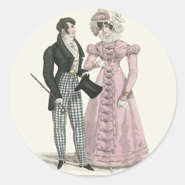 1823 Antique Wedding Man Woman Fashion Classic Round Sticker (Front)