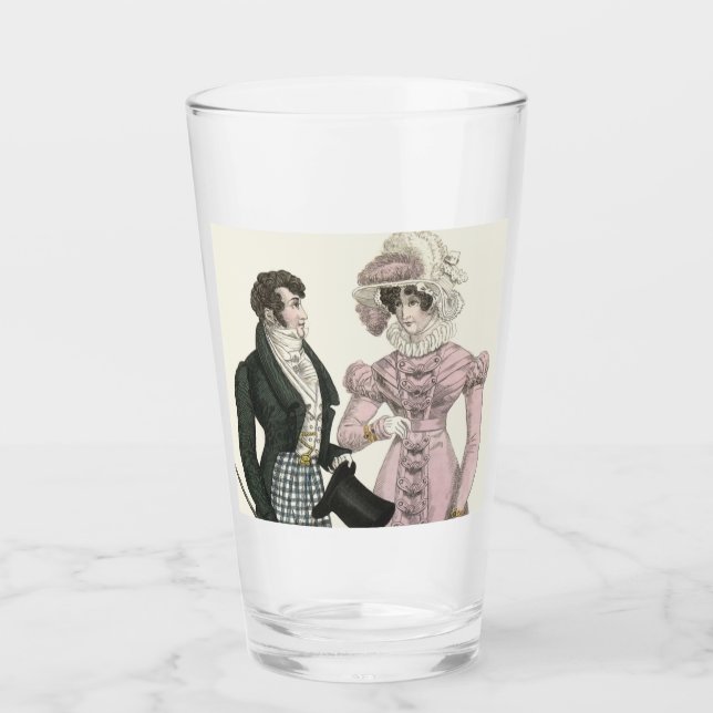 1823 Antique Wedding Man Woman Fashion Glass (Front)