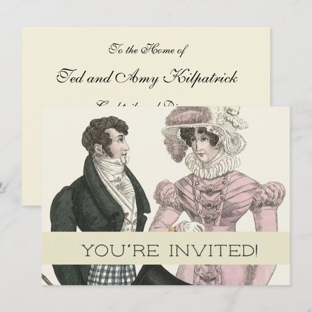 1823 Antique Wedding Man Woman Fashion Invitation (Front/Back)
