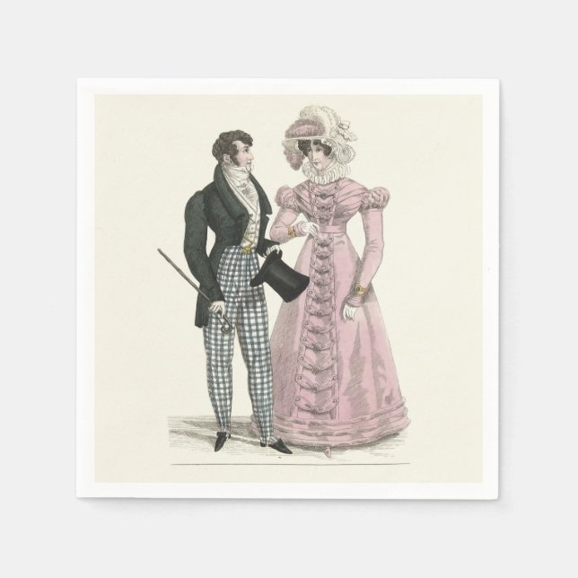 1823 Antique Wedding Man Woman Fashion Napkin (Front)