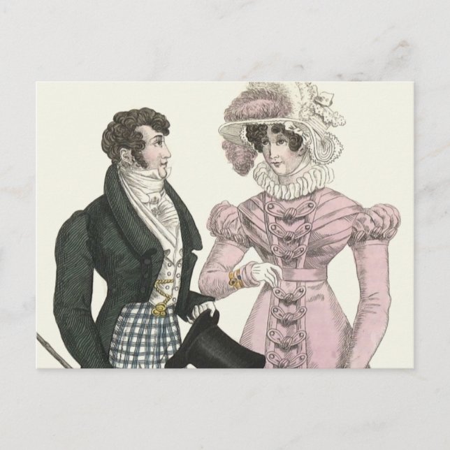 1823 Antique Wedding Man Woman Fashion Postcard (Front)