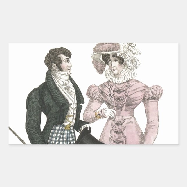 1823 Antique Wedding Man Woman Fashion Rectangular Sticker (Front)