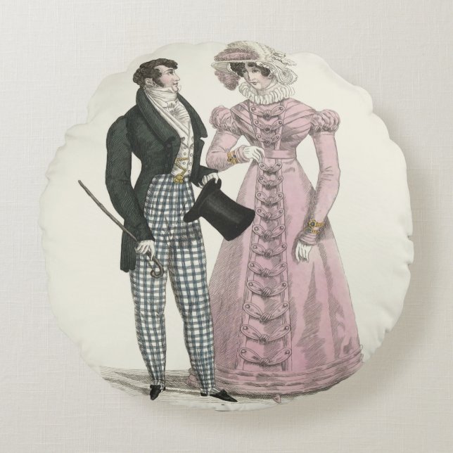 1823 Antique Wedding Man Woman Fashion Round Cushion (Front)