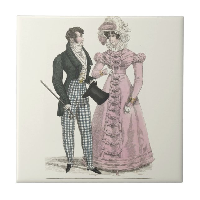 1823 Antique Wedding Man Woman Fashion Tile (Front)