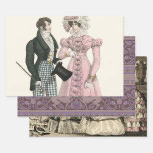 1823 Antique Wedding Man Woman Fashion Wrapping Paper Sheet