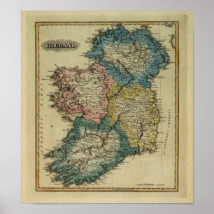 1823 Ireland map by Lucas Fielding Jr Poster