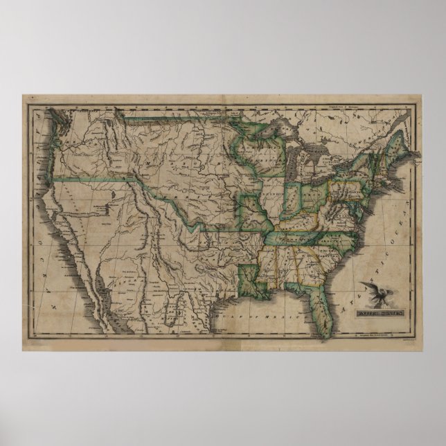 1823 Map of the United States Poster (Front)