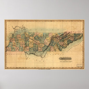 1826 Map of Tennessee Poster