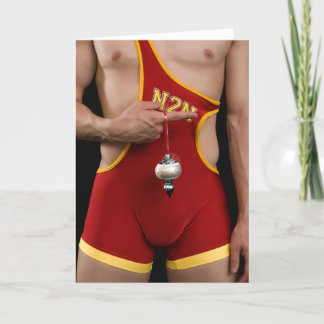 18353 Sexy Wrestler Christmas Holiday Card