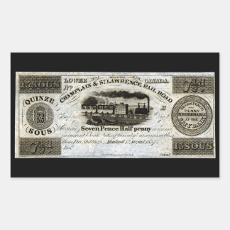 1837 Canadian Railroad Currency Rectangular Sticker