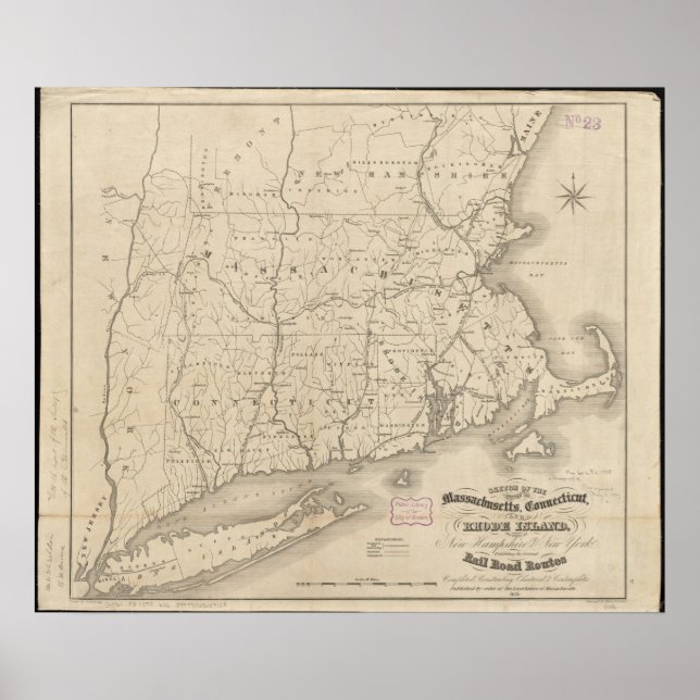 1838 Southern New England railroad map Poster (Front)