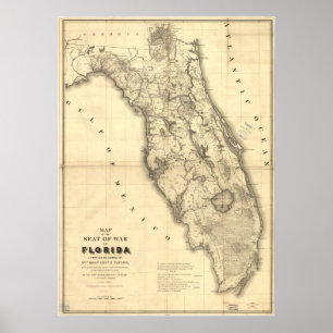 1839 Florida Map Poster