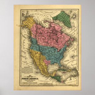 1839 Map of North America Poster
