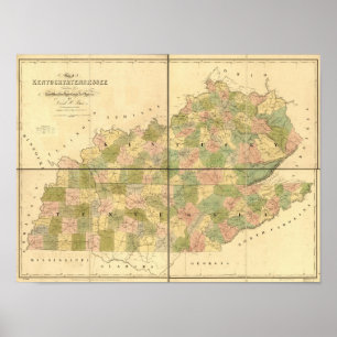 1839 Map of Tennessee & Kentucky Rails and Roads Poster
