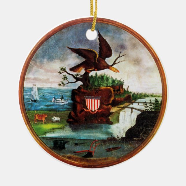 1840 America Folk Art Ceramic Tree Decoration (Front)