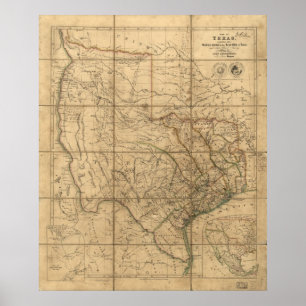 1841 Map of the Republic of Texas Poster
