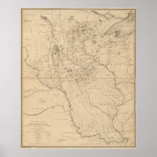 1843 Map of Mississippi River Poster