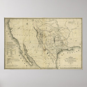 1844 Map of Texas and the Countries Adjacent Poster