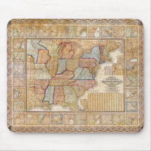 1845 Samuel Mitchell Wall Map of the United States Mouse Mat