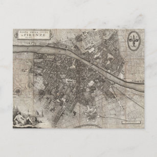 1847 Molini Pocket Map of Florence Italy Postcard