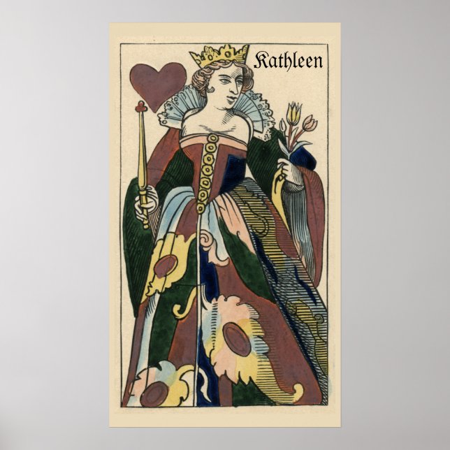 1849 queen of hearts on playing cards poster (Front)