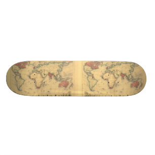 1850’s Map of British Empire Throughout the Worl Skateboard