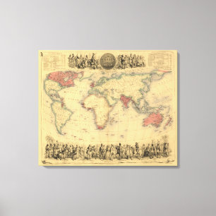 1850’s Map of British Empire Throughout the World Canvas Print