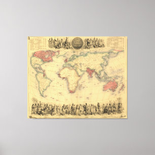 1850’s Map of British Empire Throughout the World Canvas Print