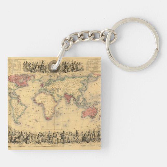 1850’s Map of British Empire Throughout the World Key Ring (Back)