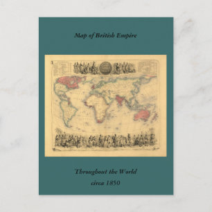 1850’s Map of British Empire Throughout the World Postcard