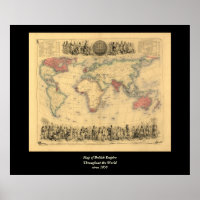 1850’s Map of British Empire Throughout the World