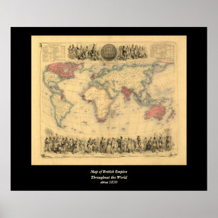 1850’s Map of British Empire Throughout the World Poster