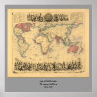 1850’s Map of British Empire Throughout the World