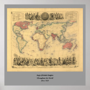 1850’s Map of British Empire Throughout the World Poster