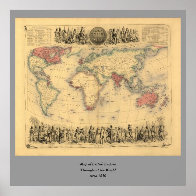 1850’s Map of British Empire Throughout the World Poster (Front)