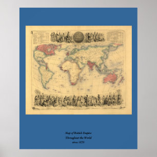 1850’s Map of British Empire Throughout the World Poster