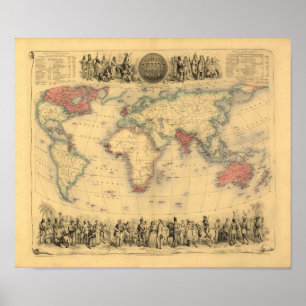 1850’s Map of British Empire Throughout the World Poster
