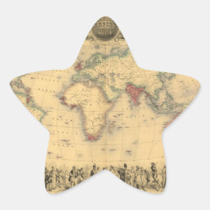 1850’s Map of British Empire Throughout the World Star Sticker