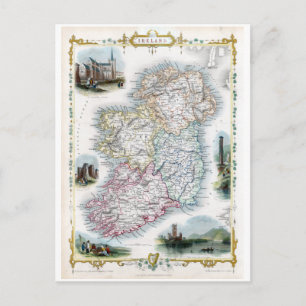 1851 Map Éire Postcard