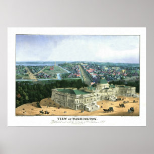 1852 Color Lithograph - View of Washington Poster