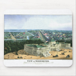 1852 Colour Lithograph - View of Washington Mouse Mat
