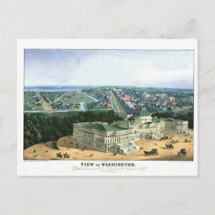 1852 Colour Lithograph - View of Washington Postcard