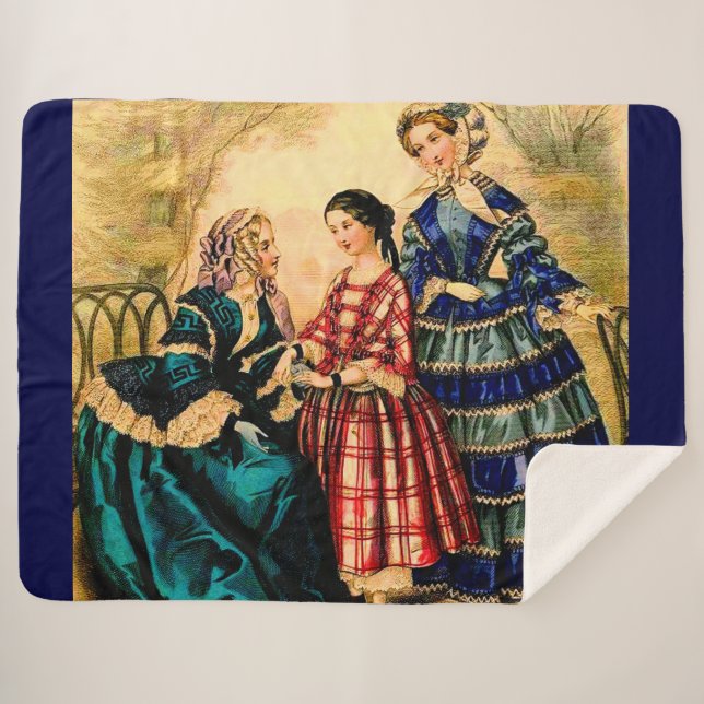 1852 French fashion plate print Sherpa Blanket (Front (Horizontal))