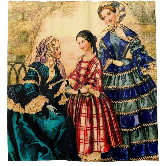 1852 French fashion plate Shower Curtain (Front)