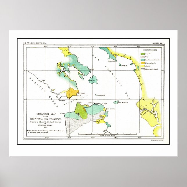 1853 Coastal Survey Map of San Francisco - Poster (Front)