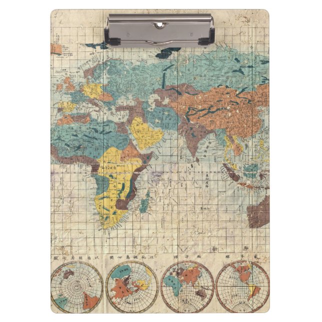 1853 Japanese world map by Suido Nakajima Clipboard (Front)