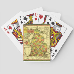 1853 Vivid Map of Michigan Show true allegiance MI Playing Cards